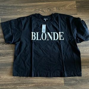 Blonde Serif Boxy Tee in Black